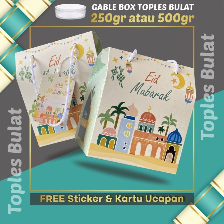 

50Pcs Gable Box Lebaran Tali Jinjing/ Box Hampers Kue Kering Idul Fitri Toples Bulat / White Pink