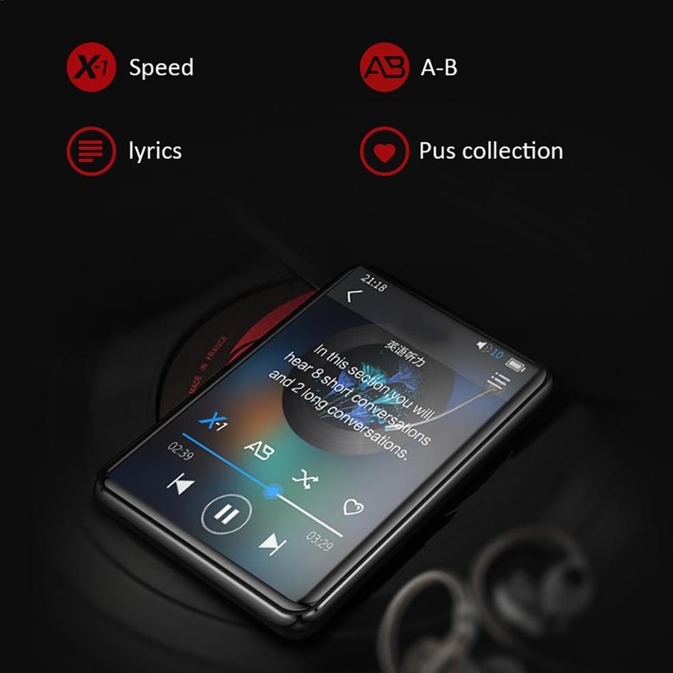 TY BENJIE X5 TOUCHSCREEN COD BLUETOOTH MP3 PLAYER HD HIFI MUSIC AUDIO VIDEO SPEAKER RECORDING ALARM 