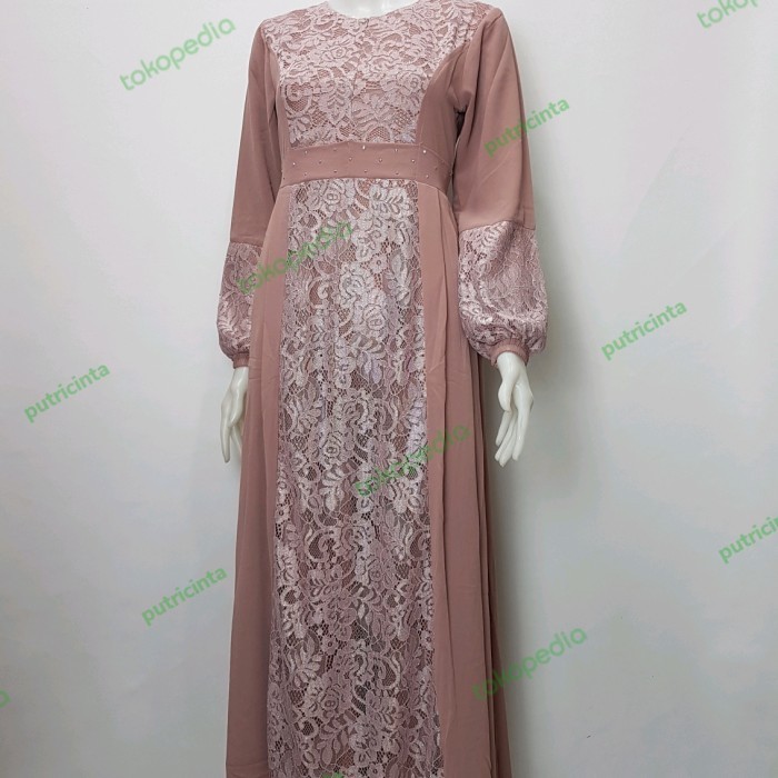 Murah gamis brokat kombinasi ceruty /dress syari pesta undangan Non COD