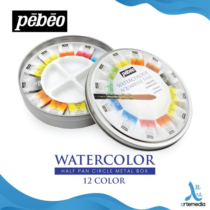 

TERBARU Cat Air Pebeo Fine Watercolor 12 Half Pan Circle Metal Box HOT SALE!
