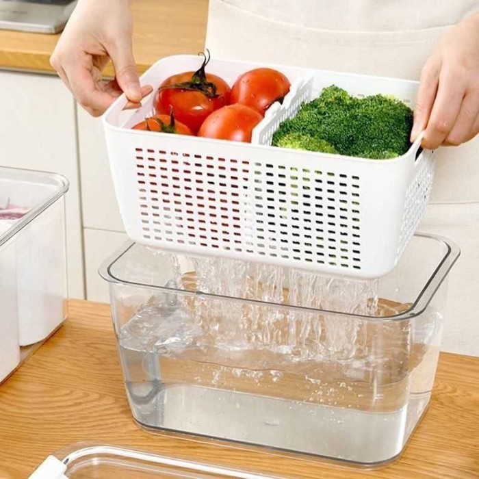 PREMIUM Wadah Makanan Box Kulkas Rak Dapur Kontainer Saringan Freezer