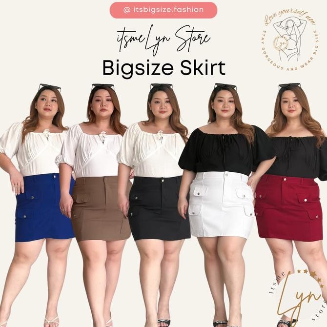 Big Size Mini Skirt Rok Pensil Pendek Wanita Ukuran Jumbo Sexy Plus Size Xxxl Lp 130 Bahan Katun Cot