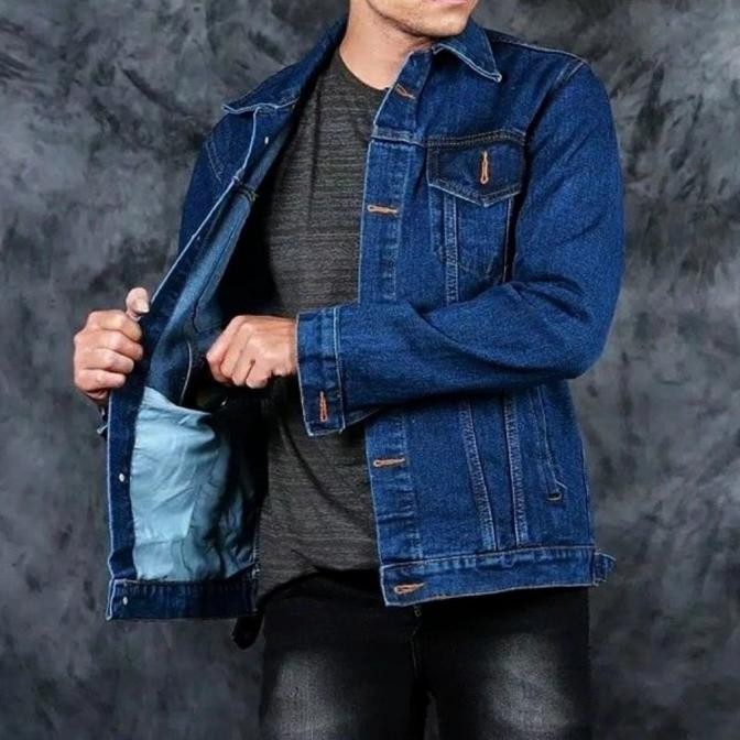 JAKET JEANS BIOWASH BIRU TUA PRIA PREMIUM / JACKET JEANS BIRU TUA PRIA STOK TERBATAS