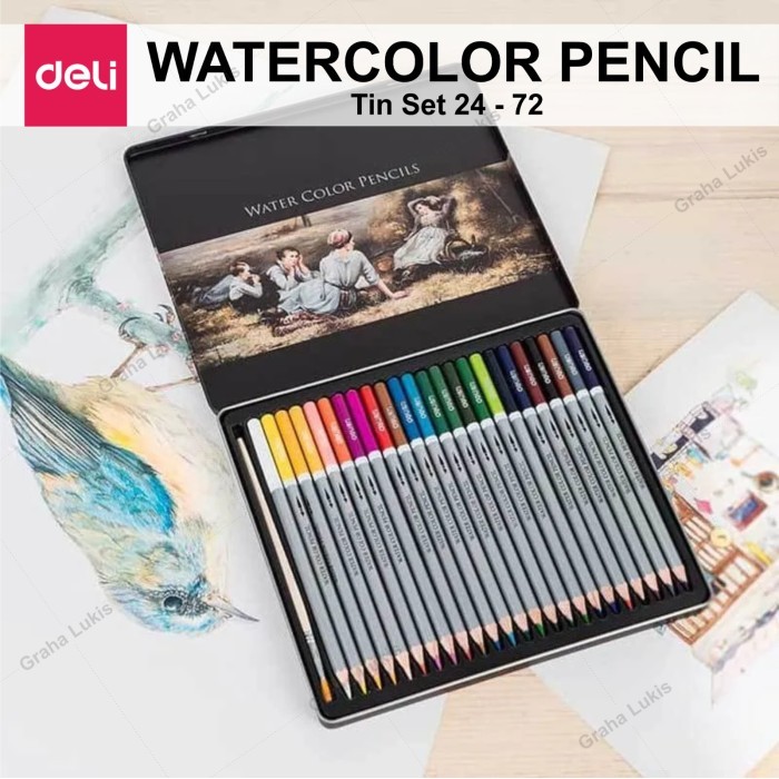

MURAH Deli Pensil Warna Cat Air / Watercolor Pencil - 72/48/36/24 Warna