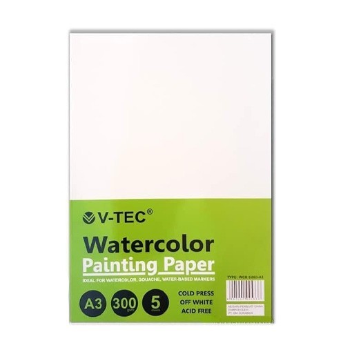 TERMURAH V-Tec VTec Watercolor Painting Paper A3 300gsm Kertas Gambar Cat Air