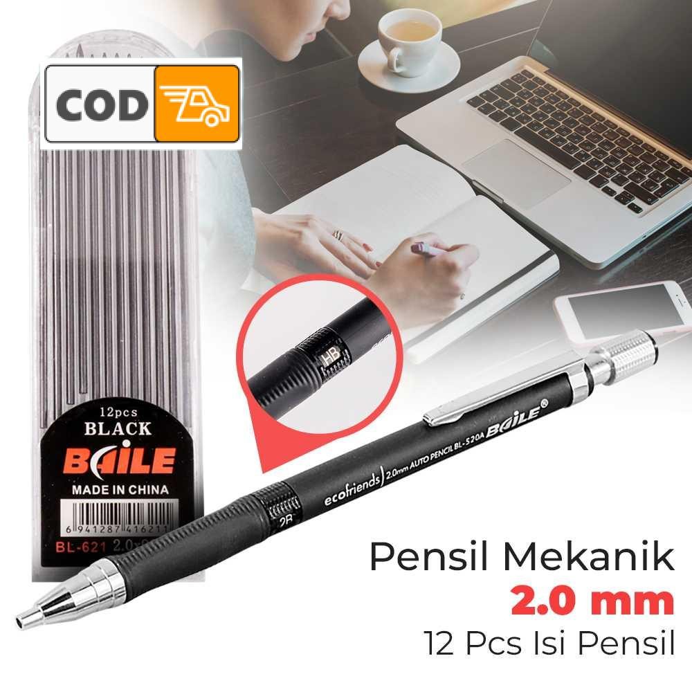 

Pensil Mekanik Warna-Warni Sekolah Kantor Alat Tulis Mechanical Pencil 2B 2mm 12 Isi Refill
