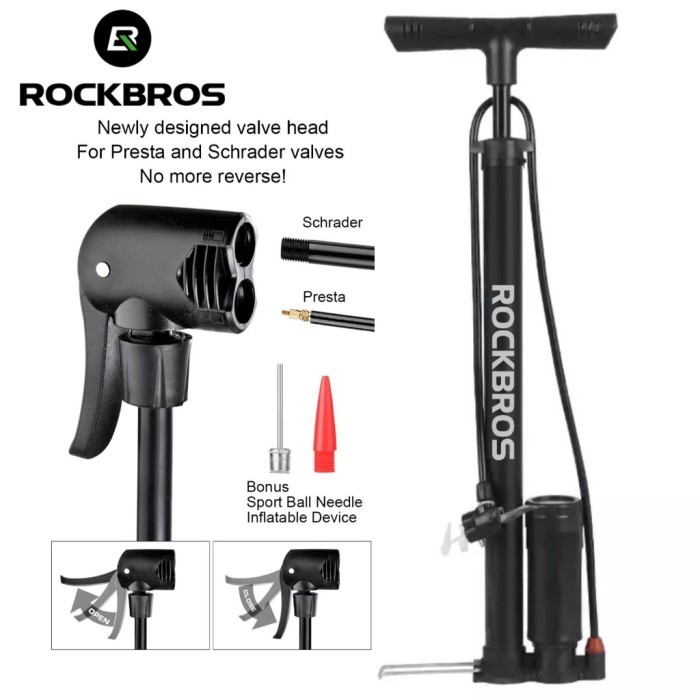 Promo.. Pompa Sepeda Motor Mobil Rockbros Gratis Adaptor Dan Pentil Bola