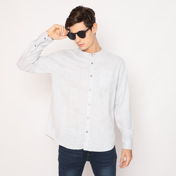 Murah d&f Kemeja pria koko - Abu-abu Non COD