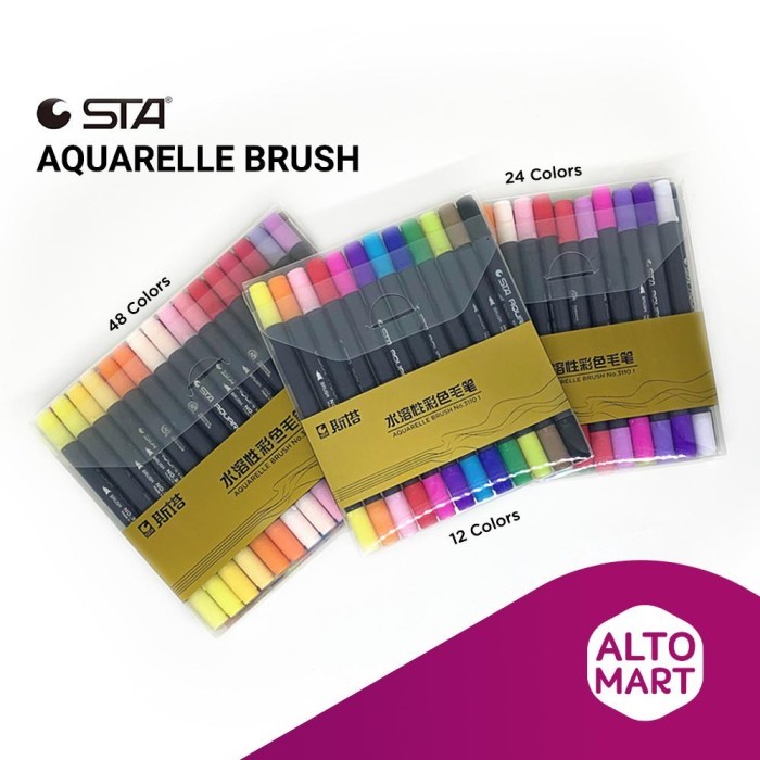 

TERBARU STA Aquarelle Water Color Dual Tip Brush Pen