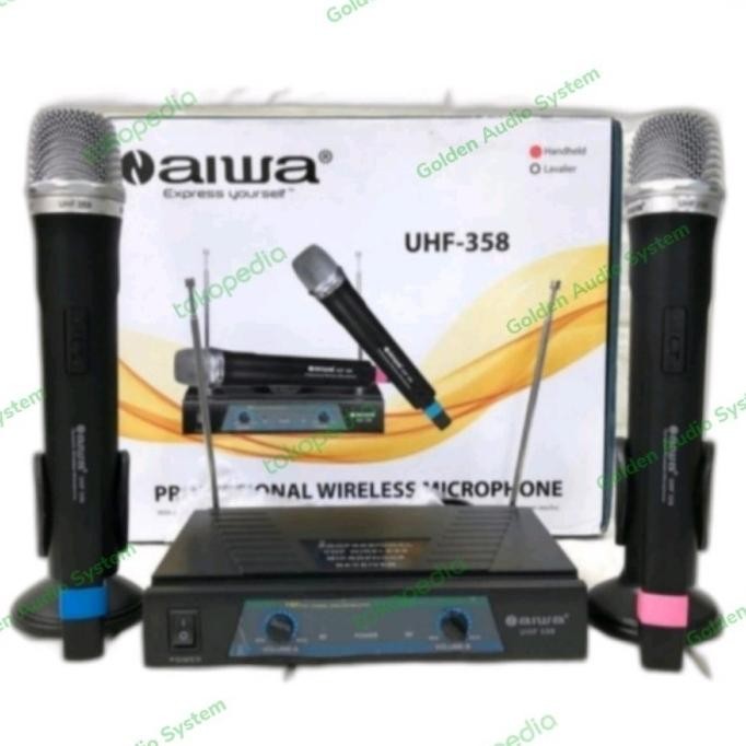 Promo Mic Wireless N Aiwa Uhf 358 Original Naiwa 358 Microphone Wireless