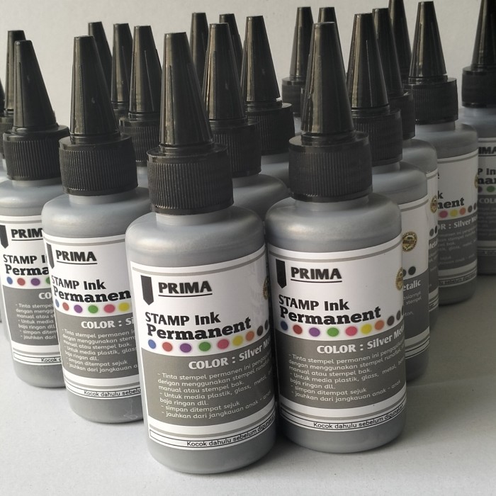 

Tinta Stempel Permanen Silver Metalic 100 Ml