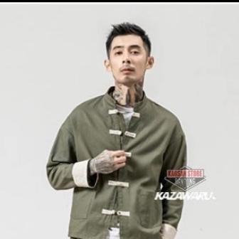 Sale Cheongsam Pria Baju Koko Kemeja Ip Man Wing Chun Mandarin Muslim Hijau
