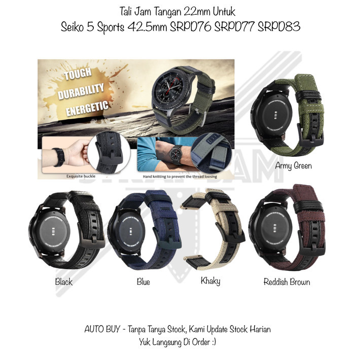 WOVEN Strap 22mm Seiko 5 Sports 42.5mm SRPD76 SRPD77 SRPD83 - Nylon