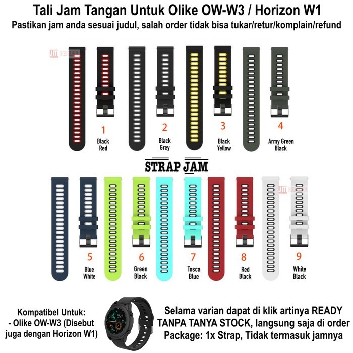 NEW DTU Strap Olike OW-W3 Horizon W1 - Tali Jam Tangan 20mm Silikon Sporty