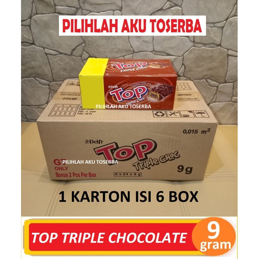 

Delfi TOP TRIPLE CHOCOLATE 9 gram isi 24pcs/box- ( HARGA 1 DUS ISI 6 )