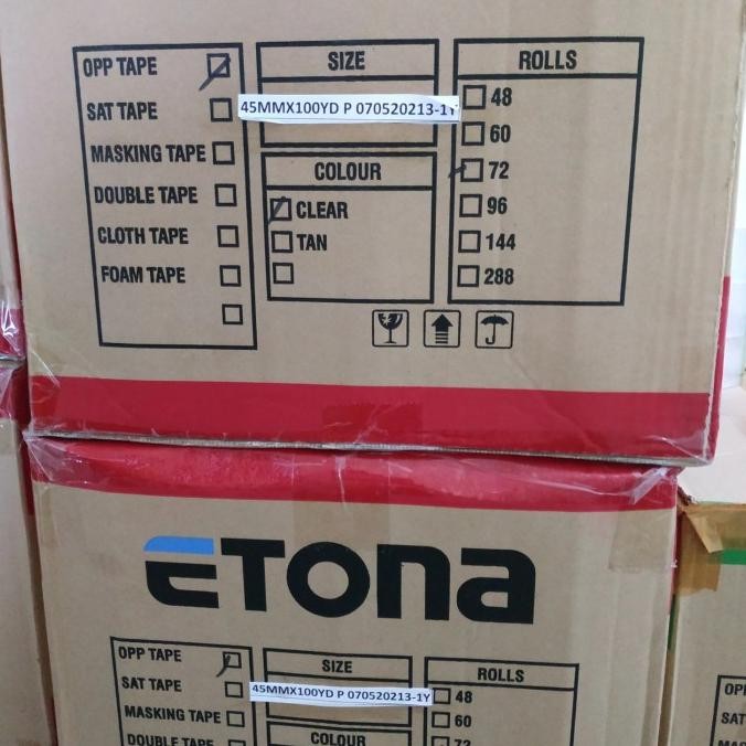

KARTONAN!LAKBAN ETONA 2 INCHES 45MM X100 YARD BENING. ASLI