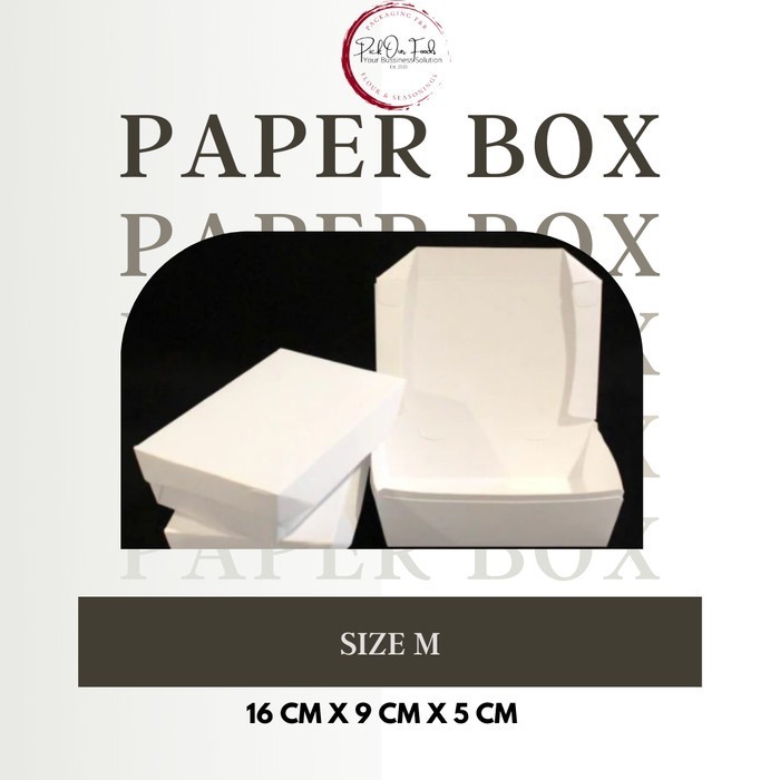 Paper Lunch Box M 1 Dus / Paper Lunch Box Putih Ukuran M
