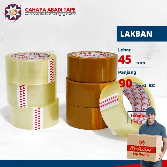 

LAKBAN BENING COKLAT BODHI TERMURAH 45MM X 90YARD BC #PER DUS# ASLI