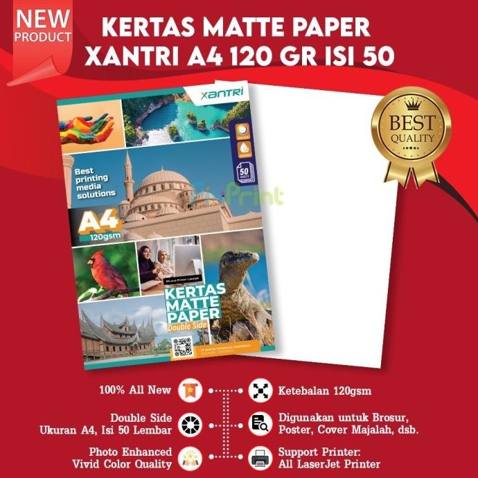 Promo Kertas Matte Double Side A4 120gsm 50 sheets Photo Paper 120 gram