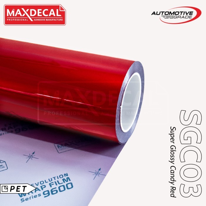 TERBARU MAXDECAL 9600 SGC03 Glossy Candy RED Metallic Kilap Premium Vinyl Wrap