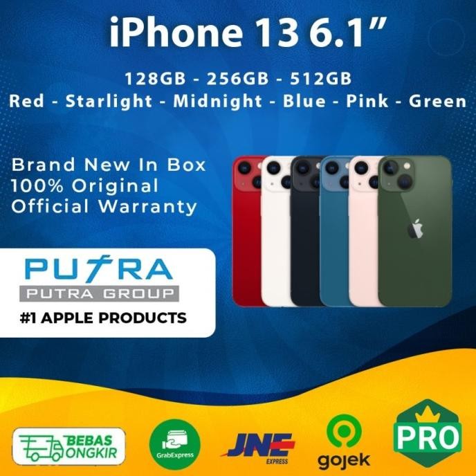(Resmi) Iphone 13 128Gb 256Gb 512Gb Starlight Midnight Pink Blue Red 5G