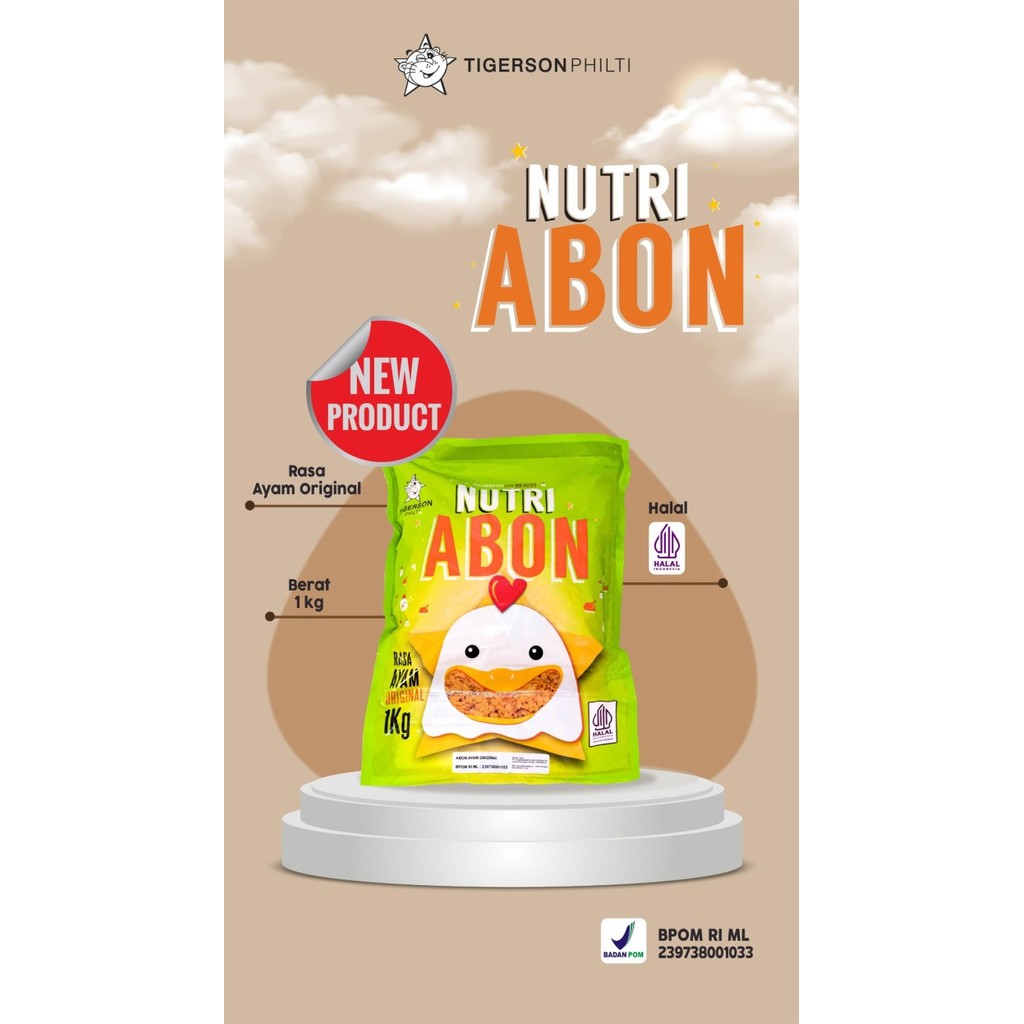 

NUTRI ABON AYAM ORIGINAL KEMASAN 1KG, ENAK HALAL 100% U/ ISIAN, TOPPING DLL