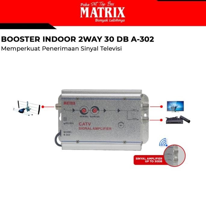 BOOSTER INDOOR MATRIX A-302 PENGUAT SINYAL TV 2 WAY
