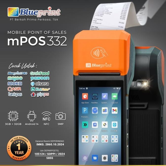 Sale Blueprint Mpos 332 Mobile Pos Printer Thermal Kasir Android Nfc