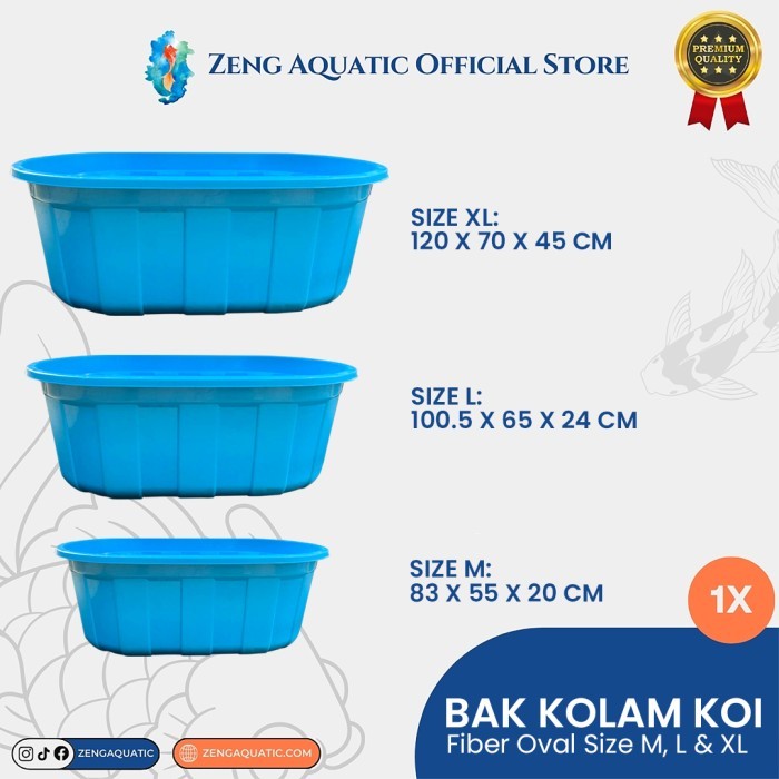 Bak Ukur Karantina Ikan Koi & Cupang Oval Plastik 1m Kuat Anti Pecah Bukan Fiber Fishpond Size S / L
