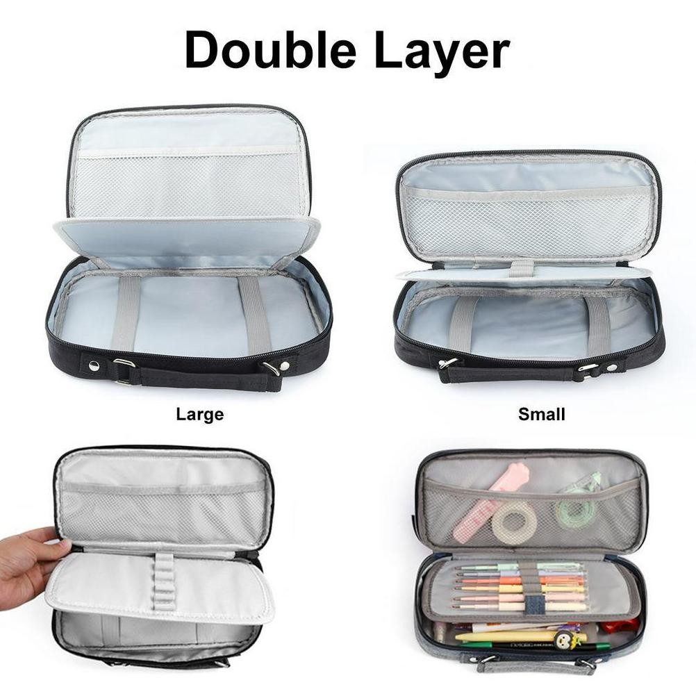

VIRAL SeamiArt Big Capacity Zipper Pencil Case Multifunction Double Layer Pen Bag Tas pensil Kantong pen -79