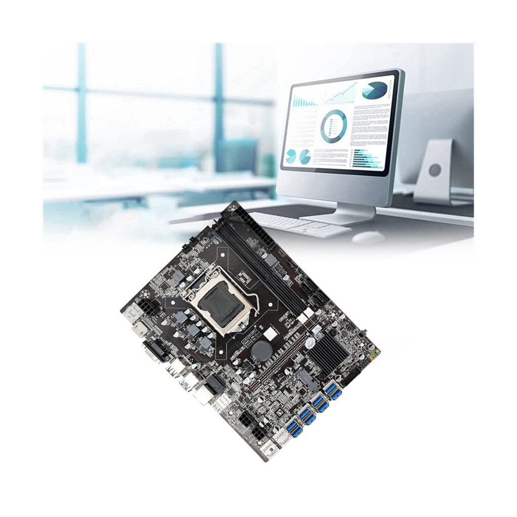 B75 8GPU Mining Motherboard+G1630 CPU+SATA Cab+Thermal
