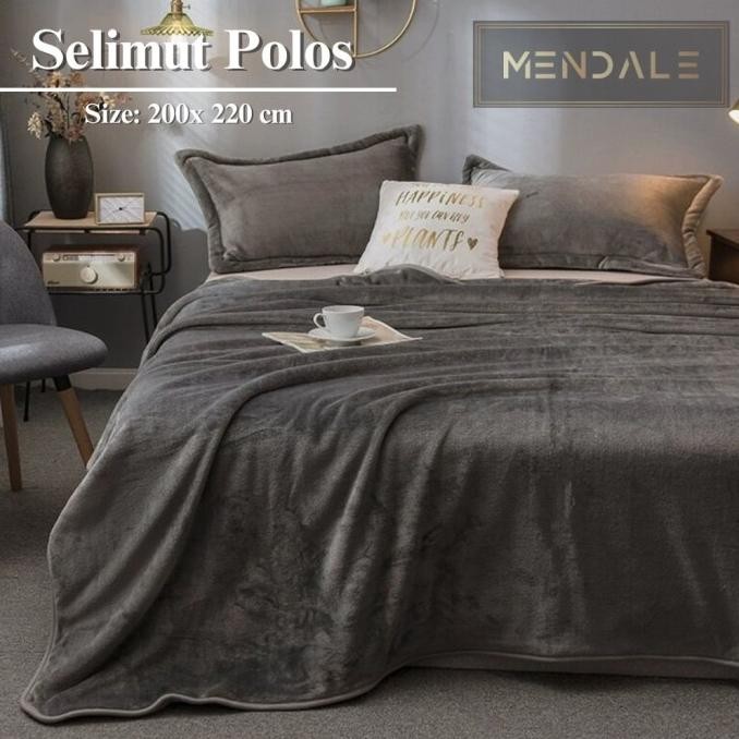 Selimut Polos Bahan Bulu Lembut & Halus Uk Dewasa 200 X 220 Cm