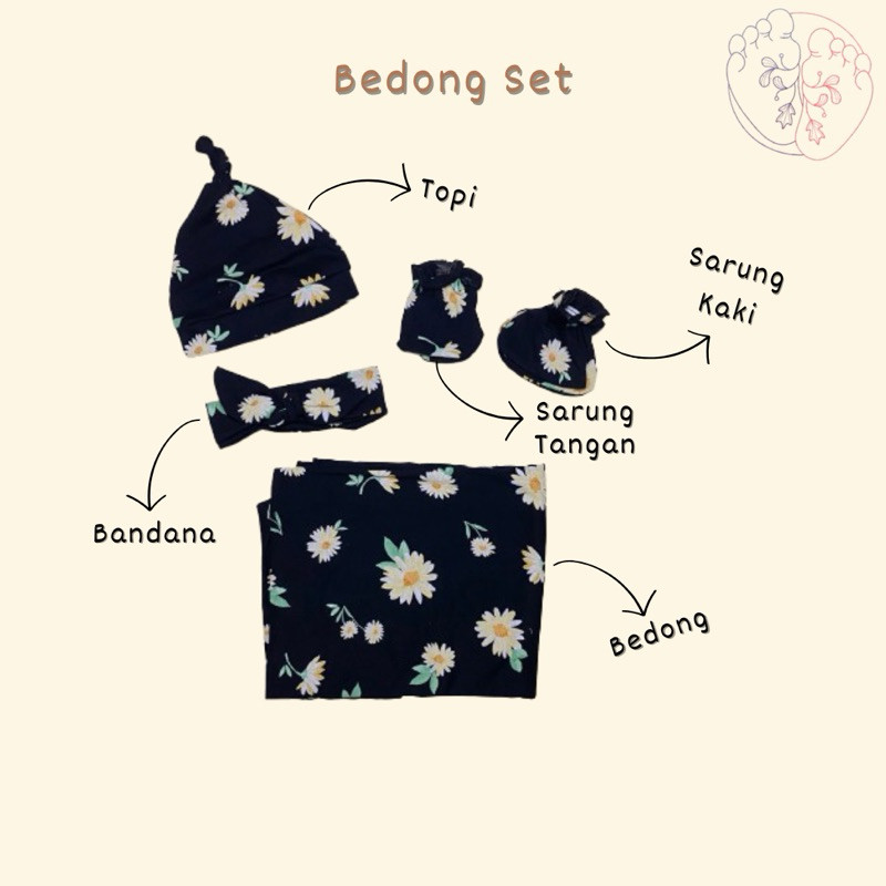 Promo Swaddle / Bedong / Bedong Bayi / Swaddle Set Khot Hat / Bedong Set Topi / Bedong Set Bandana/