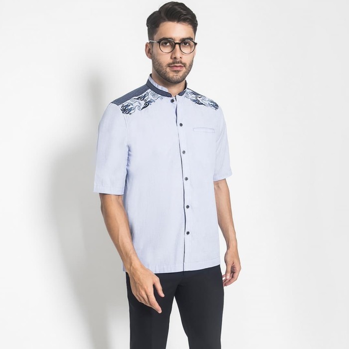 Lgs - Baju Koko - Kemeja Koko - Koko Bordir - Kombinasi - Biru #Gratisongkir #Sale #Discount