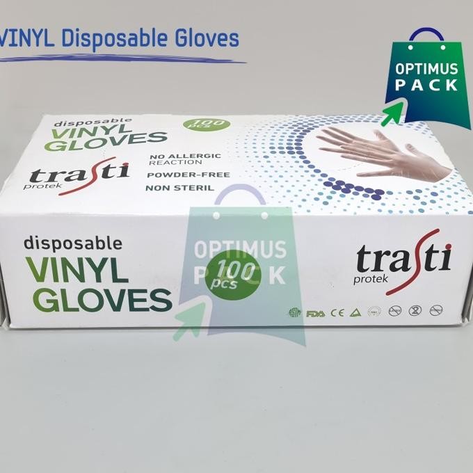 Trasti Ori Sarung Tangan Vinil Latex Gloves Medis Vinyl 100Pcs Sz L