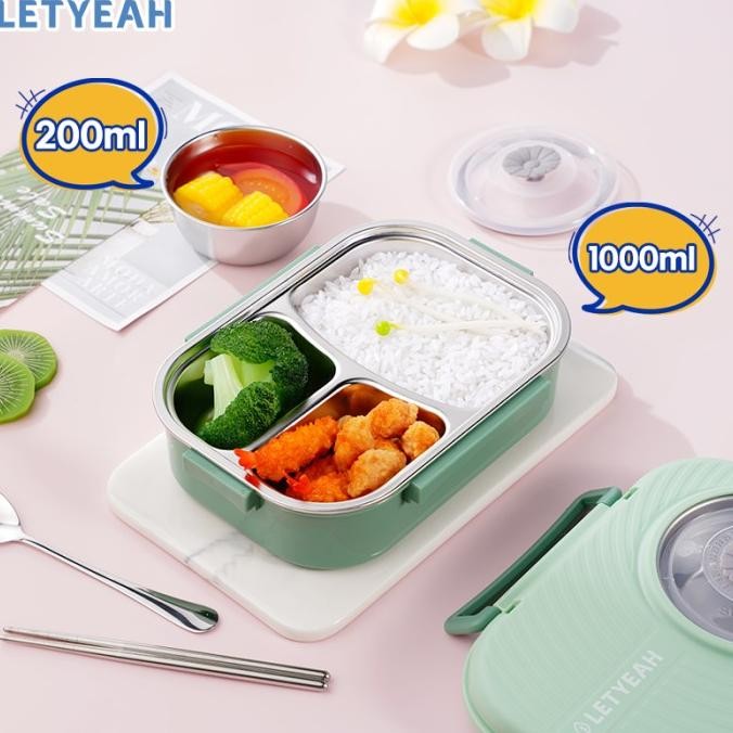 Letyeah Kotak Makan Stainless Anti Tumpah /1200Ml Lunch Box+Tas Bekal