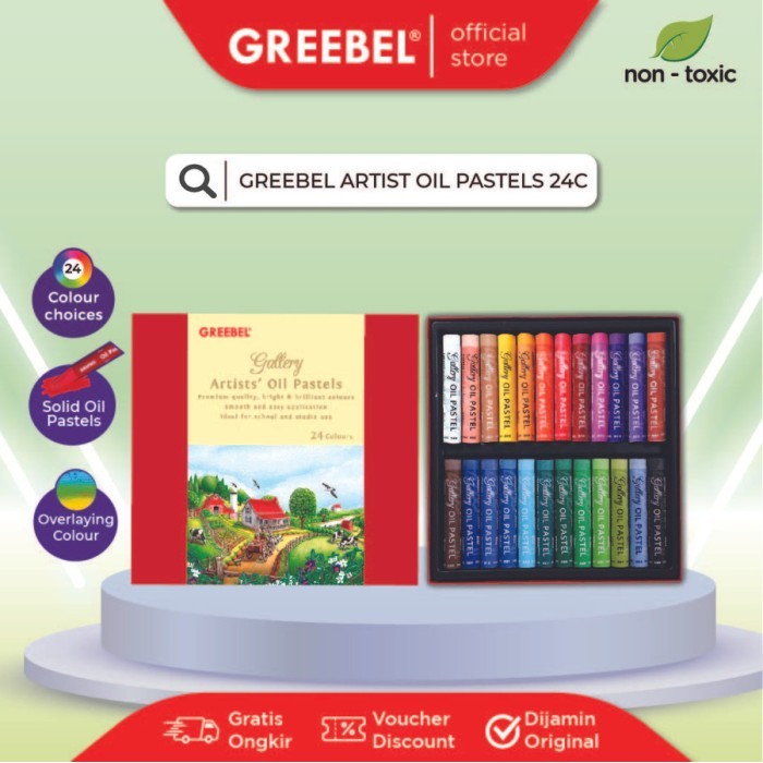 

TERLARIS! Crayon Greebel Artist Oil pastel 24 Warna