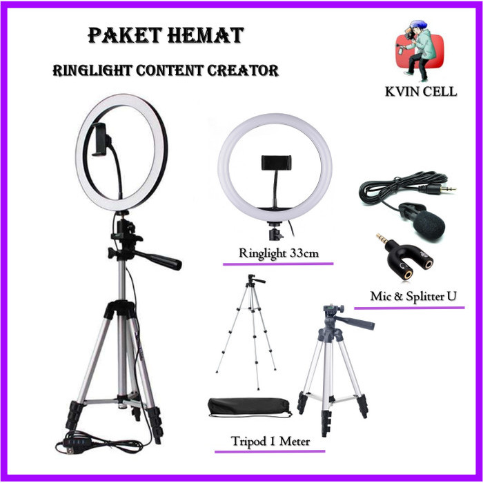 Murah Ringlight Tripod / Ring Light 33Cm / Ring Light Besar / Paket Youtuber