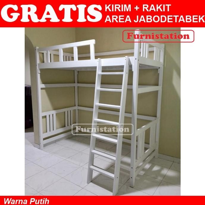 Ranjang Tingkat Tanpa Meja Belajar Kerja / Tempat Tidur Susun 1 Orang