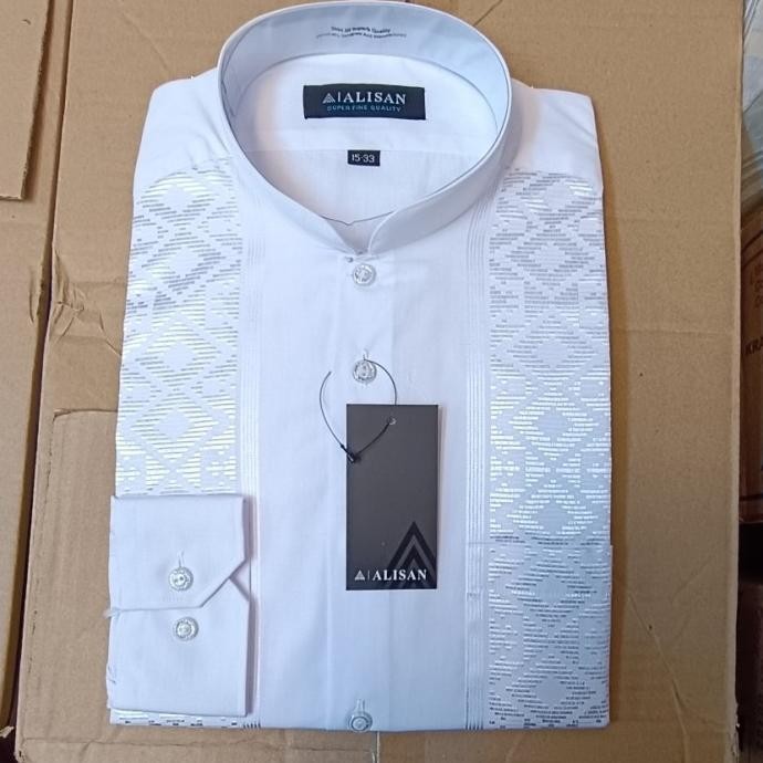BIG SALE KEMEJA ALISAN PUTIH SANGHAI / KOKO BORDIR LENGAN PANJANG REGULER FIT 