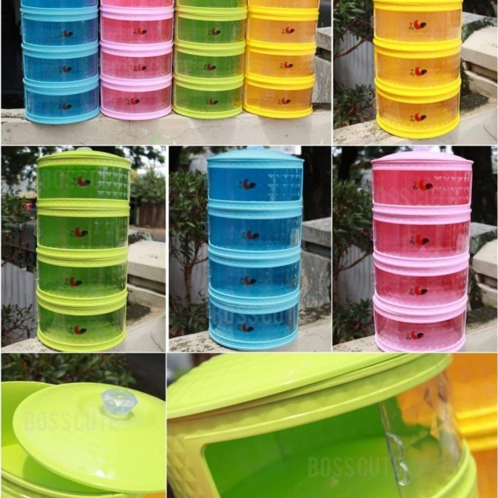 Tudung Saji 4 Susun Penyimpanan Makanan Anti Lalat Anti Semut Warna