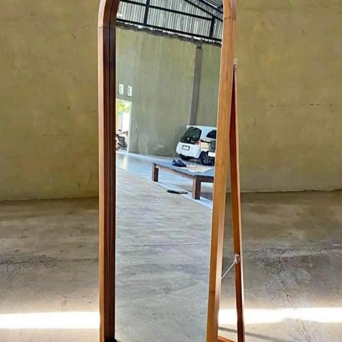 Standing Mirror Minimalis Kayu Jati