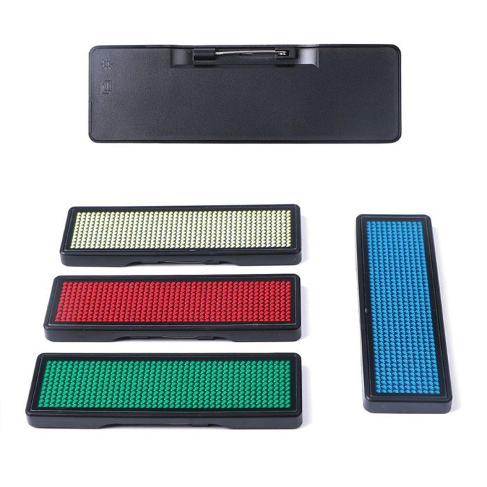 

custom bluetooth led name badge running text papan nama iklan name tag