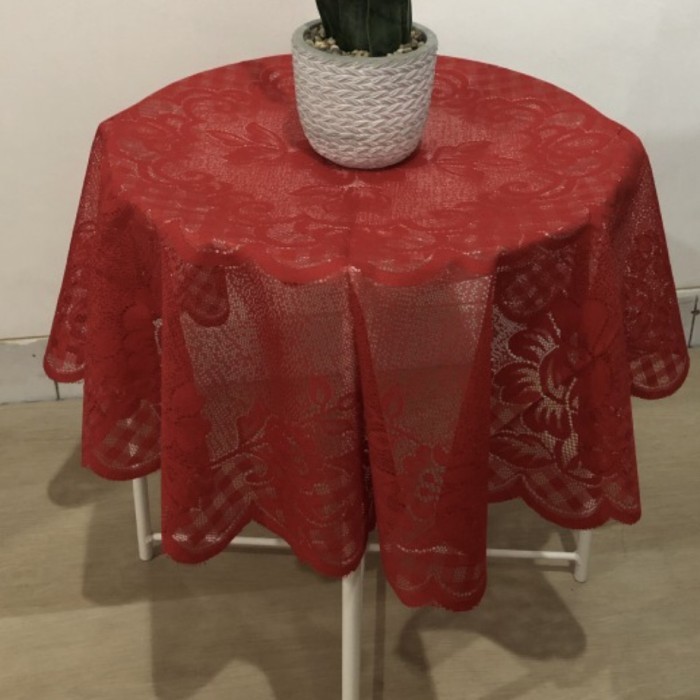 Taplak Meja Bulat/Bundar Kain Polyester Murah