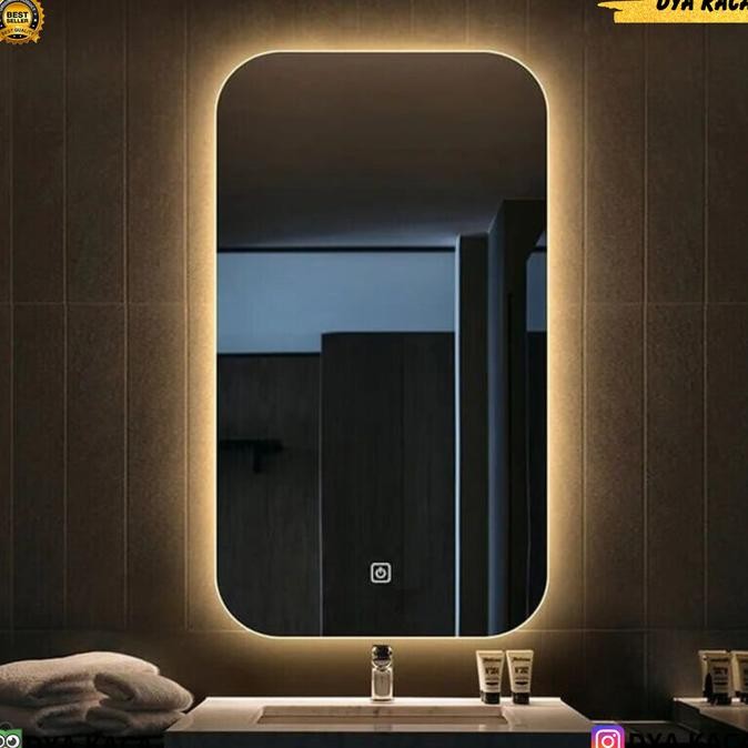 Cermin Dinding / Cermin Wastafel / Cermin Kamar Mandi Kotak Led Touch
