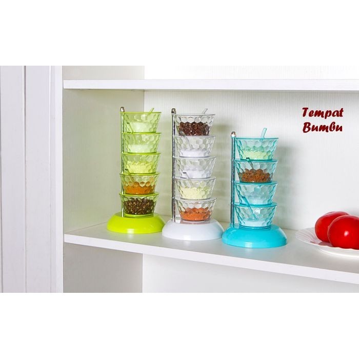 

MURAH Rak Bumbu CRYSTAL 4 Susun Putar Tempat Kristal Wadah Dapur Rack Sendok