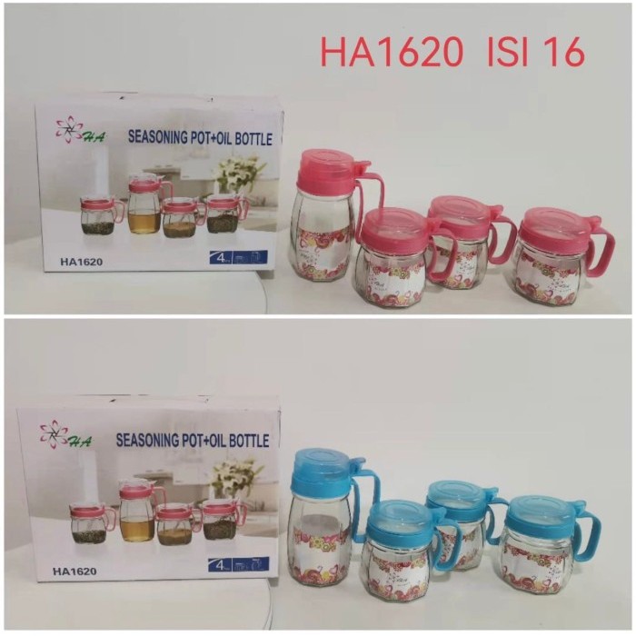 

EKSLUSIF Tempat Bumbu Dapur Kaca Set Botol Minyak 4 in 1 HA1620