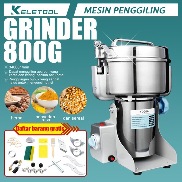 

FREE ONGKIR Keletool 800G Mesin Grinder Bubuk Mesin Giling Bumbu Pengiling Gula Rempah Kering Mesin