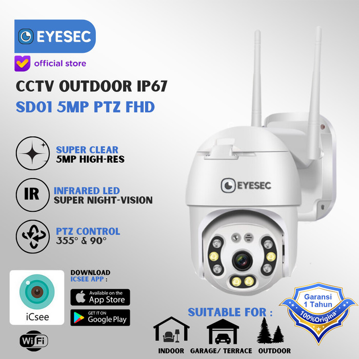 Terbaru Kamera Cctv Outdoor Ip67 5Mp Wifi Tuya Color Night Vision - Cctv Sd01