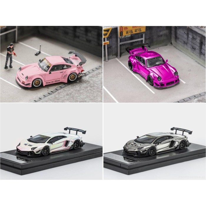 Star Model 1/64 RWB 930 GT Wing Socro Pink Chrome Sakura - Star Model 1/64 Liberty Walk LBWK Lamborg